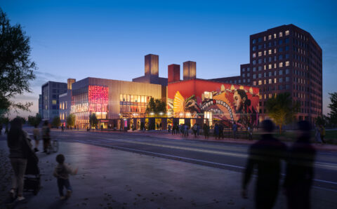 GoelCenter-ART_NE Corner_Evening_Credit DeMaterial