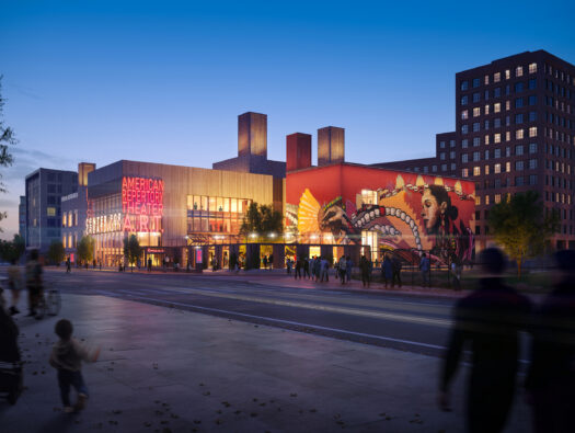 GoelCenter-ART_NE Corner_Evening_Credit DeMaterial