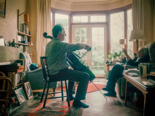 Raphael Wallfisch plays the cello for his mother Anita Lasker-Wallfisch at her London home last year