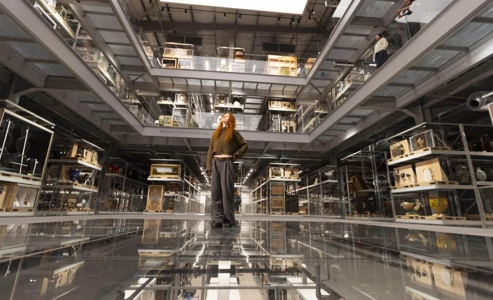 Visitor at the Weston Collections Hall at V&A East Storehouse. Image by David Parry, PA Media Assignments